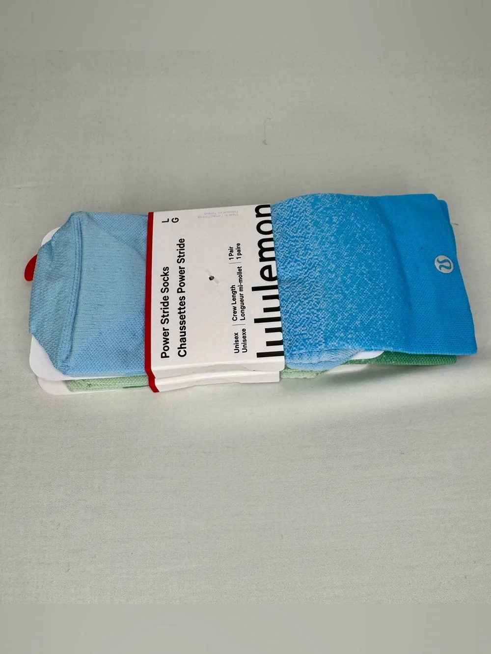 lululemon Power Stride Crew Socks Bundle Large Ocean Wave Foam & Green Ombre